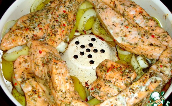 Запечeнный лосось с картофелем