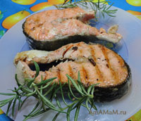 Очень вкусная жареная кета на гриле Очень вкусная жареная кета на гриле