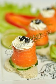 Рулетики из семги с крем-сыром